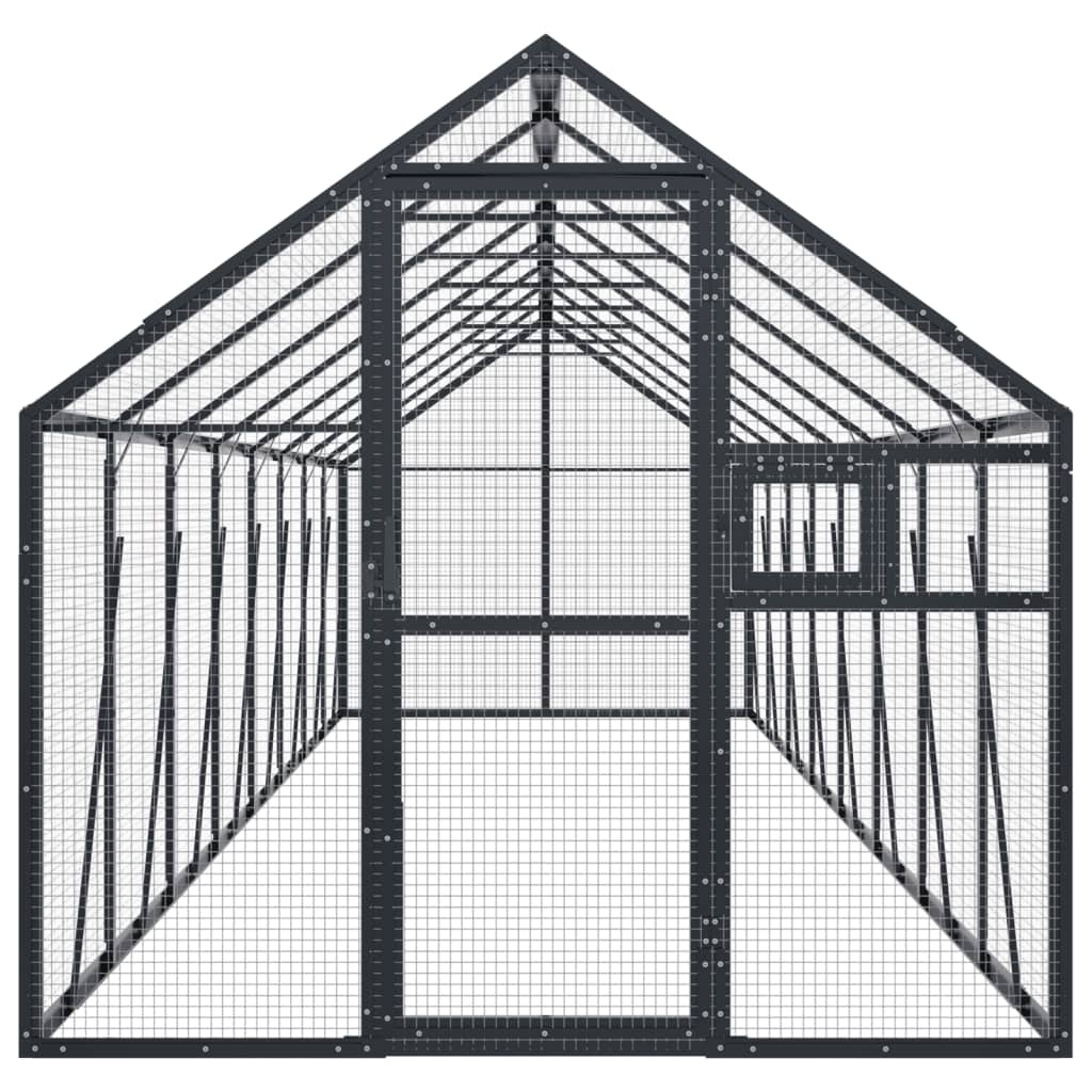 Voliéra antracitová 1,79 x 8 x 1,85 m hliník