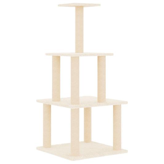 Škrabadlo pro kočky se sisalovými sloupky krémové 111 cm