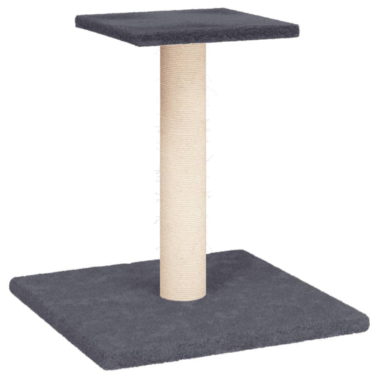 Škrabadlo pro kočky s plošinou, sisalový sloupek, tmavě šedé 34,5 × 34,5 × 38 cm