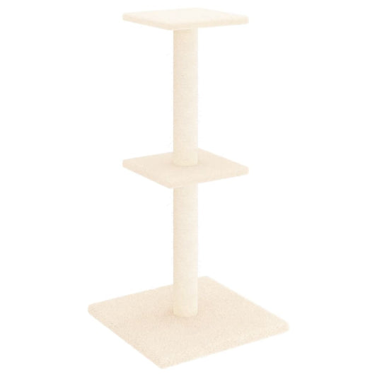Kočičí strom s plošinami a sisalovými sloupky, krémový 34,5 × 34,5 × 73 cm
