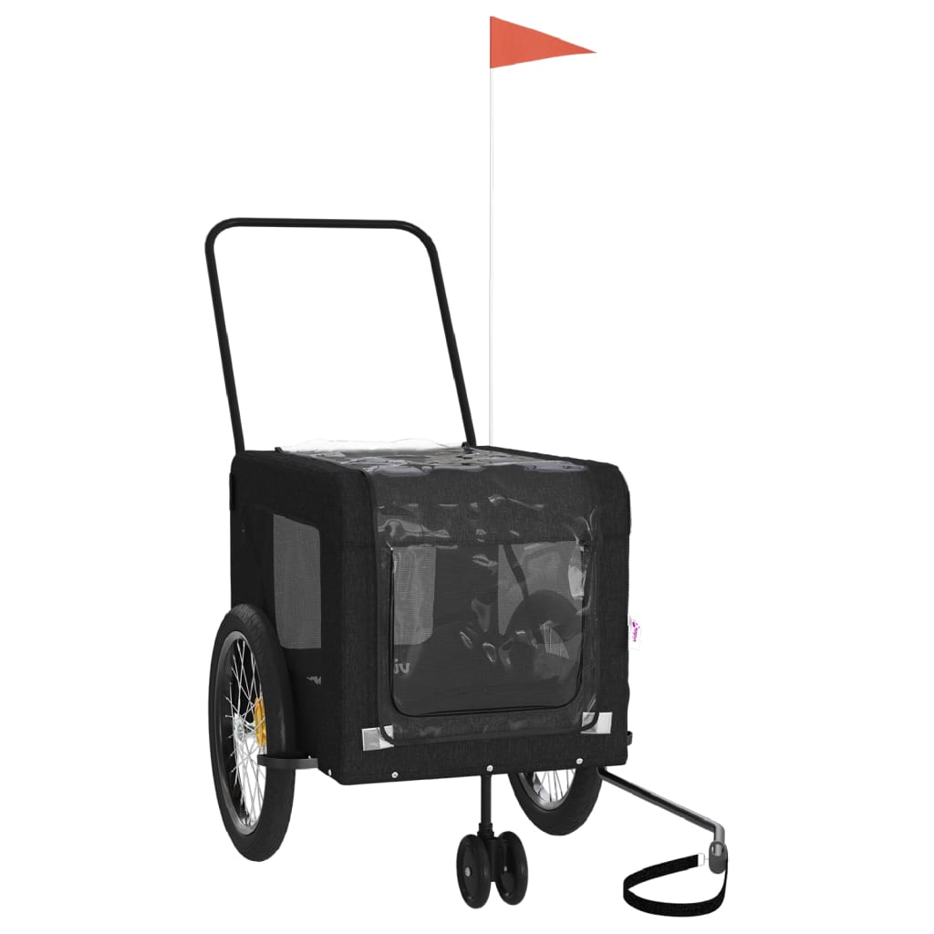 Vozík za kolo pro psa černý oxfordská tkanina a železo