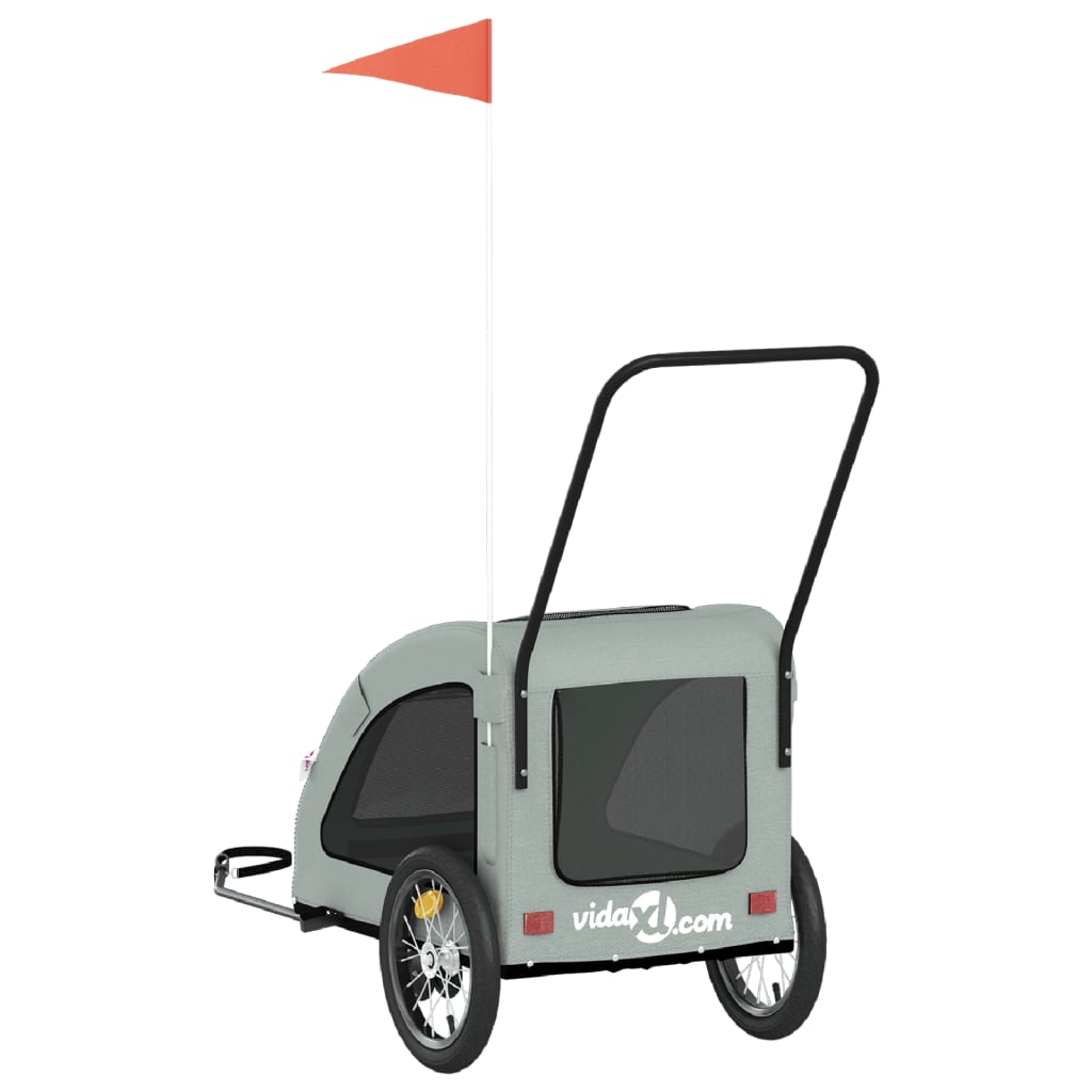 Vozík za kolo pro psa šedý oxfordská tkanina a železo