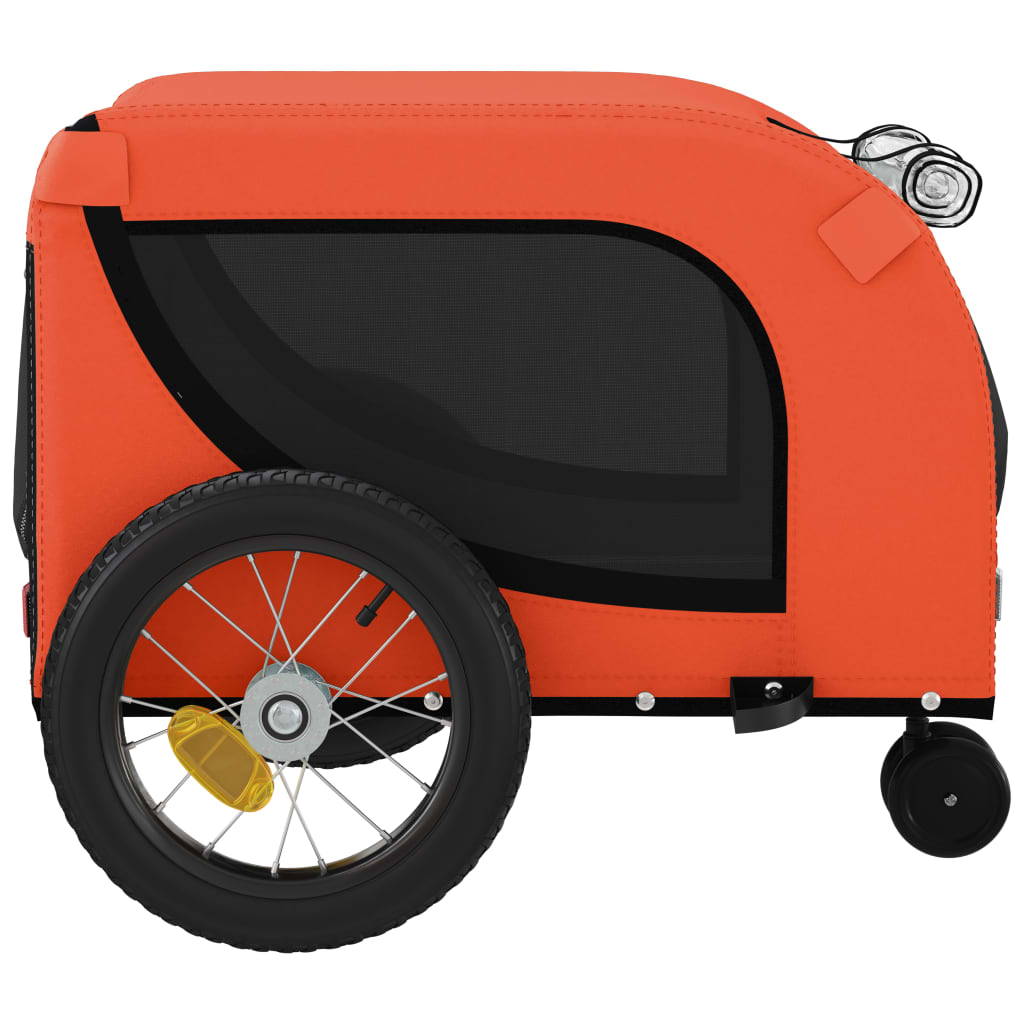 Vozík za kolo pro psa oranžový a černý oxfordská tkanina/železo