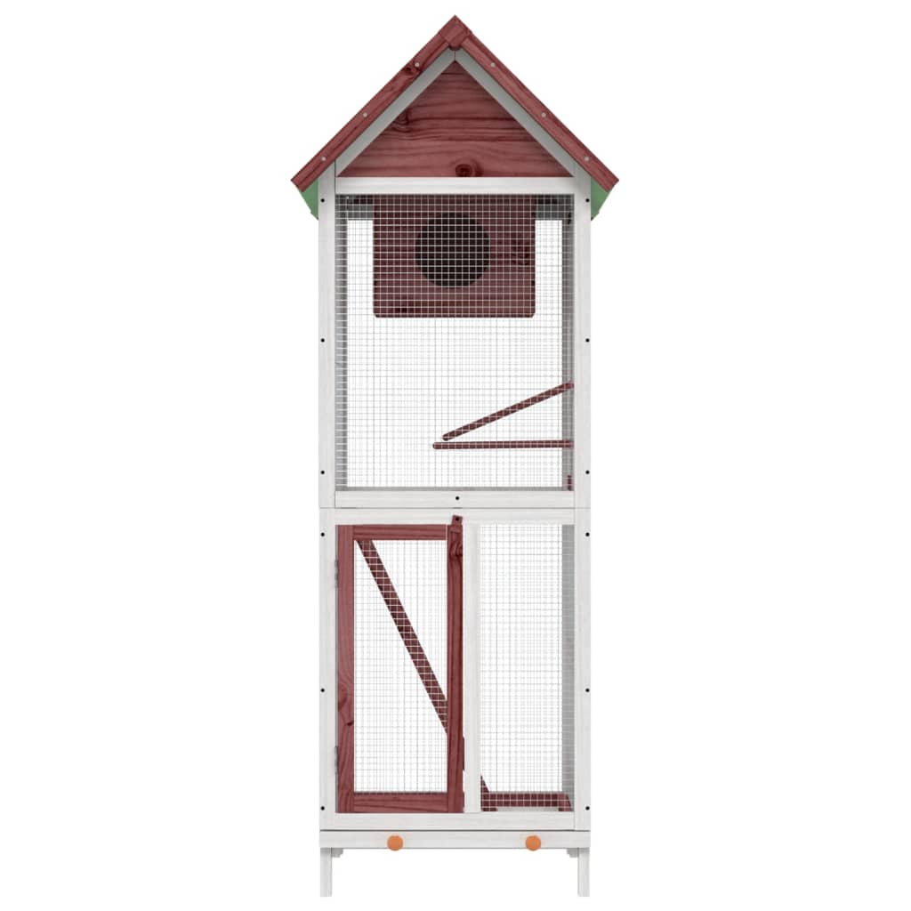 Ptačí voliéra moka 60 x 58,5 x 160 cm masivní borové dřevo