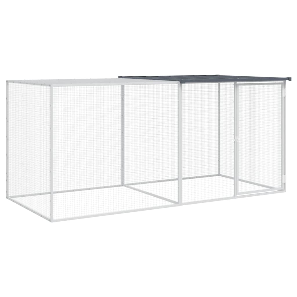 Klec pro kuřata se střechou antracitová 203 x 98 x 90 cm pozinkovaná ocel