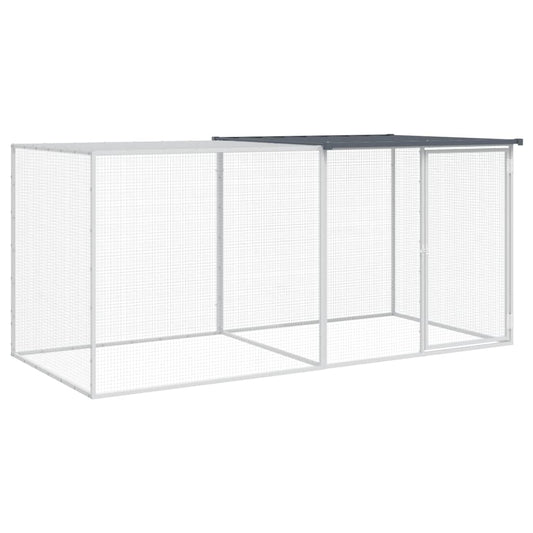 Klec pro kuřata se střechou antracitová 203 x 98 x 90 cm pozinkovaná ocel