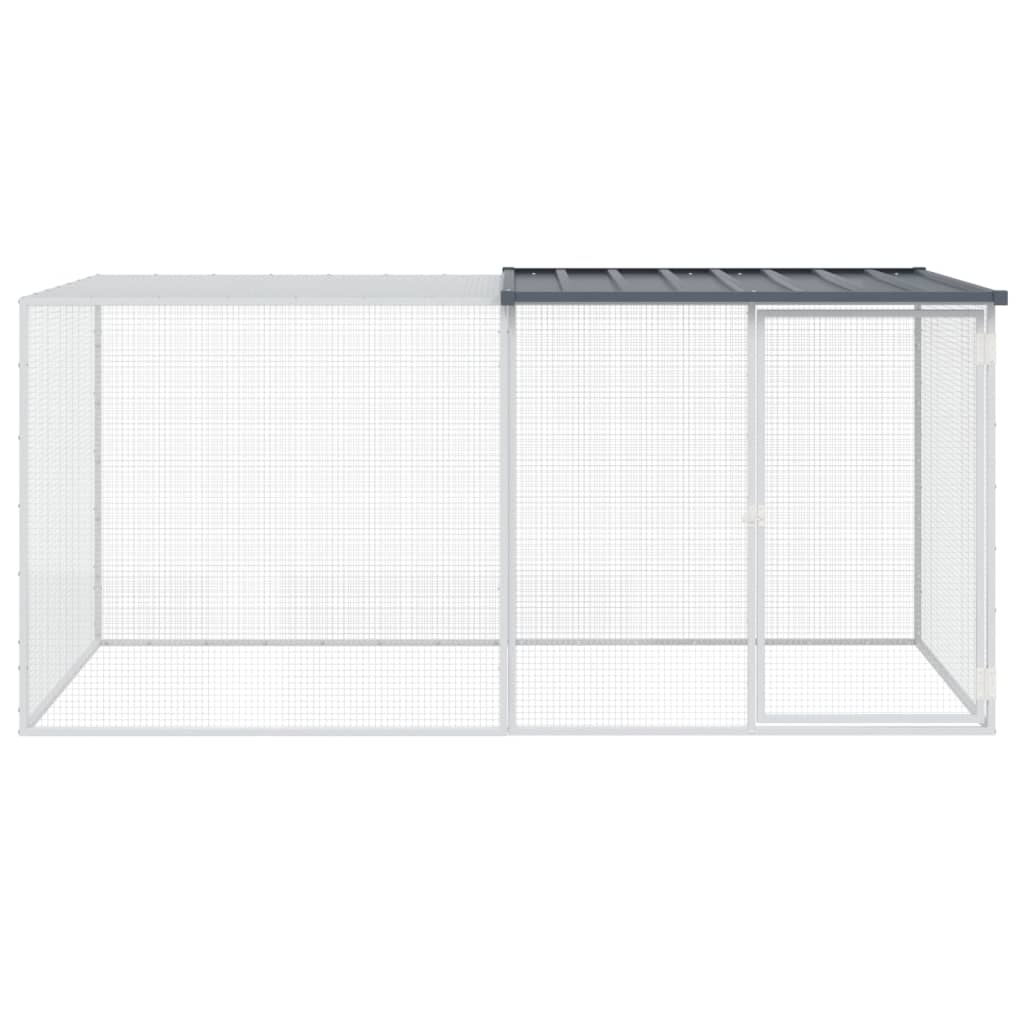 Klec pro kuřata se střechou antracitová 203 x 98 x 90 cm pozinkovaná ocel
