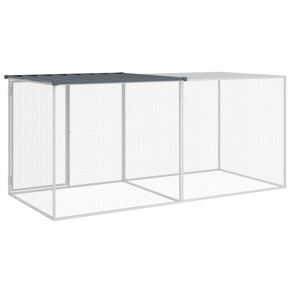 Klec pro kuřata se střechou antracitová 203 x 98 x 90 cm pozinkovaná ocel