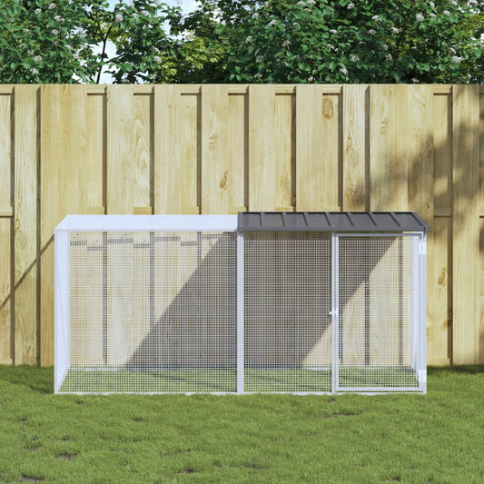 Klec pro kuřata se střechou antracitová 203 x 98 x 90 cm pozinkovaná ocel