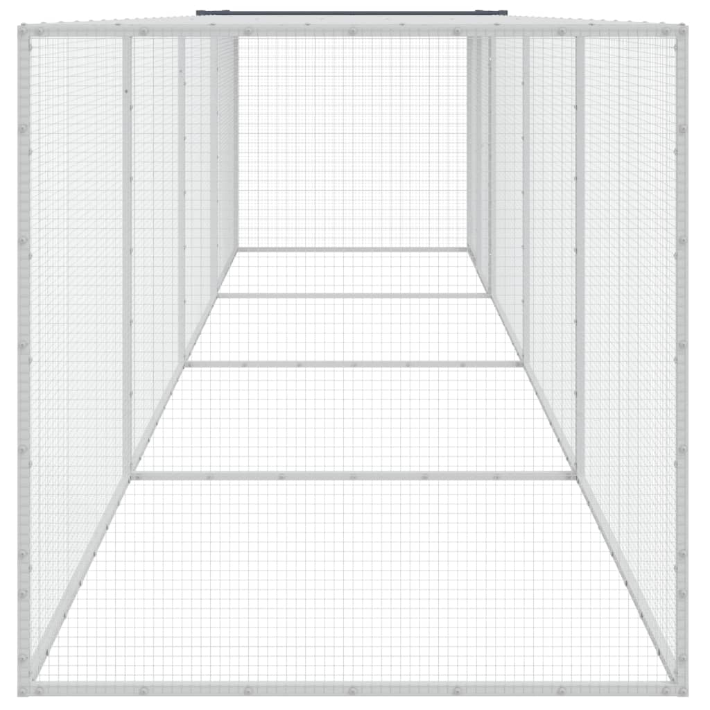 Klec pro kuřata se střechou antracitová 403 x 98 x 90 cm ocel
