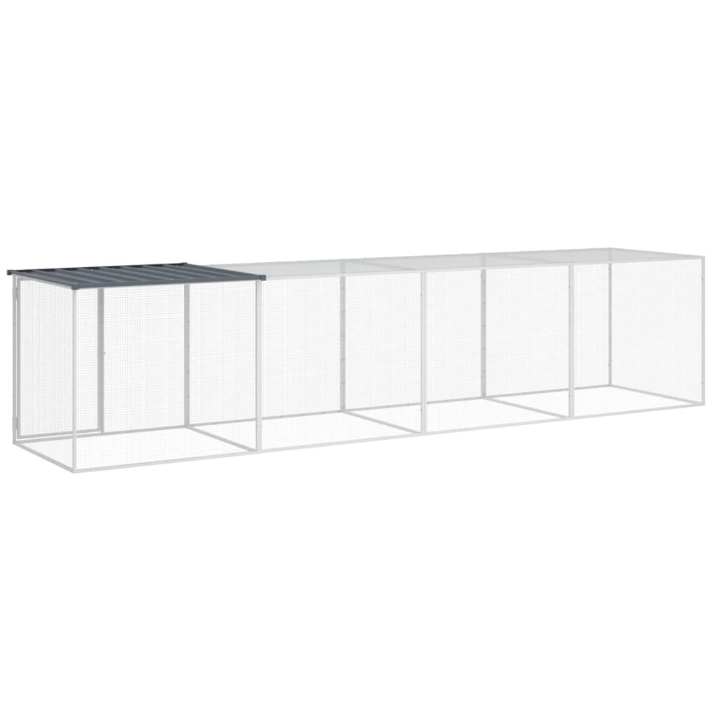Klec pro kuřata se střechou antracitová 403 x 98 x 90 cm ocel