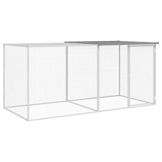 Klec pro kuřata se střechou světle šedá 203 x 98 x 90 cm ocel