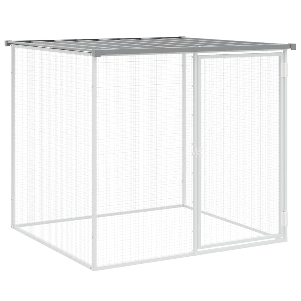 Klec pro kuřata se střechou světle šedá 203 x 98 x 90 cm ocel