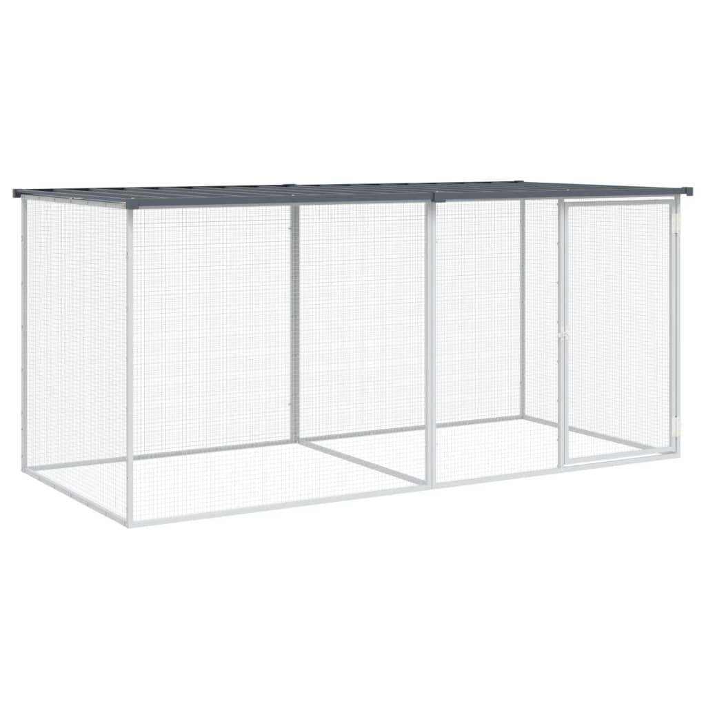 Klec pro kuřata se střechou antracitová 203 x 98 x 90 cm pozinkovaná ocel