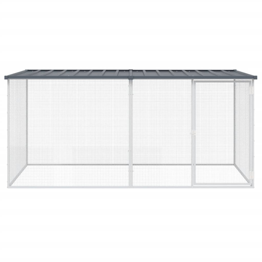 Klec pro kuřata se střechou antracitová 203 x 98 x 90 cm pozinkovaná ocel