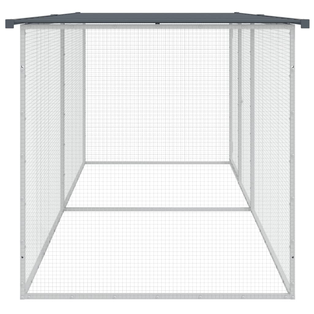 Klec pro kuřata se střechou antracitová 203 x 98 x 90 cm pozinkovaná ocel