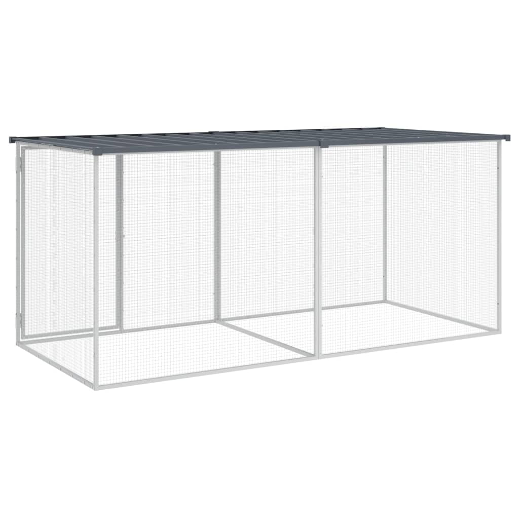 Klec pro kuřata se střechou antracitová 203 x 98 x 90 cm pozinkovaná ocel