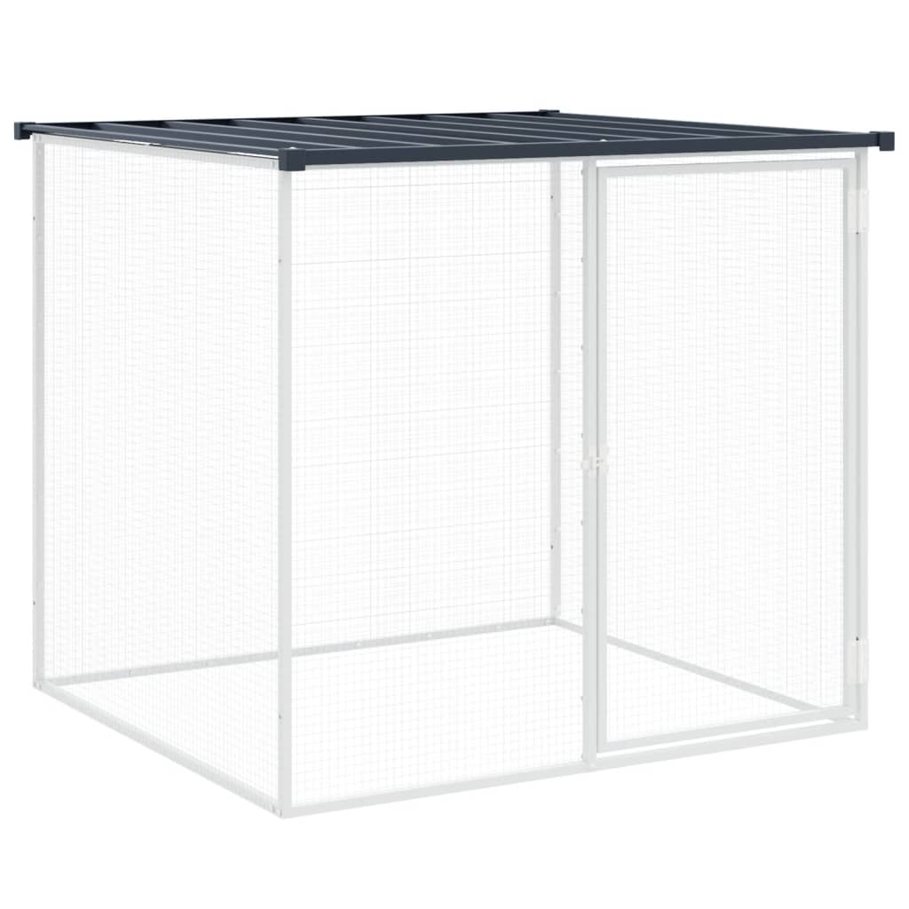 Klec pro kuřata se střechou antracitová 203 x 98 x 90 cm pozinkovaná ocel
