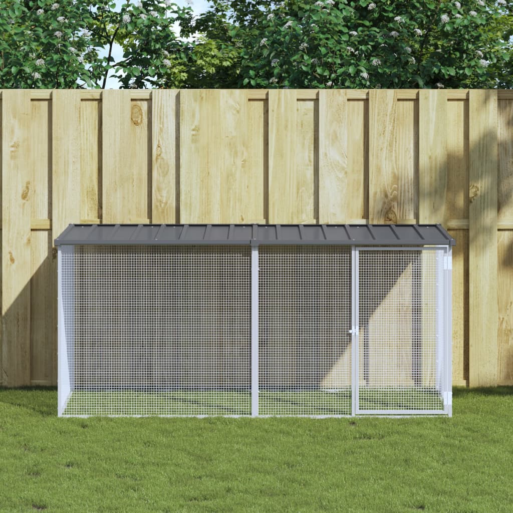Klec pro kuřata se střechou antracitová 203 x 98 x 90 cm pozinkovaná ocel