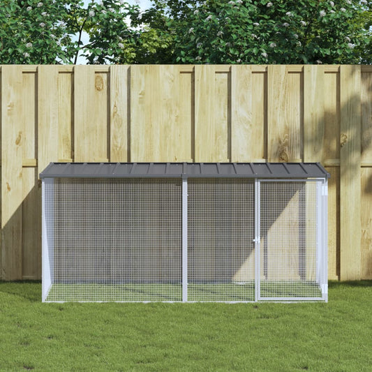 Klec pro kuřata se střechou antracitová 203 x 98 x 90 cm pozinkovaná ocel