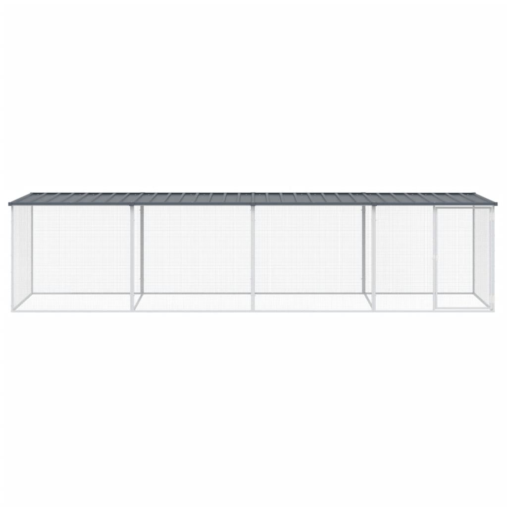 Klec pro kuřata se střechou antracitová 403 x 98 x 90 cm ocel