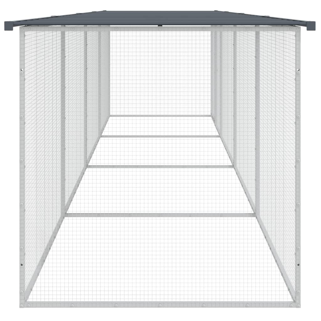 Klec pro kuřata se střechou antracitová 403 x 98 x 90 cm ocel