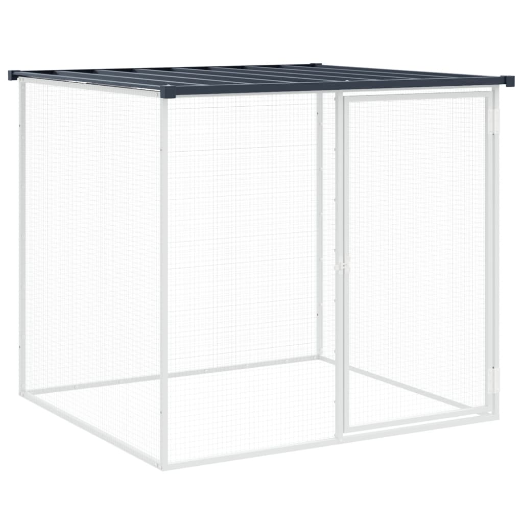 Klec pro kuřata se střechou antracitová 403 x 98 x 90 cm ocel