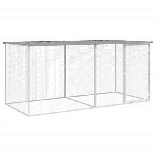 Klec pro kuřata se střechou světle šedá 203 x 98 x 90 cm pozinkovaná ocel