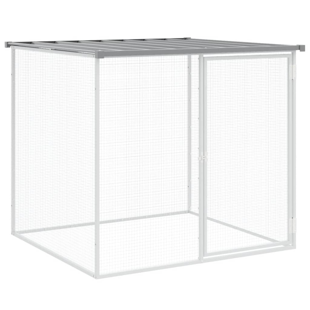 Klec pro kuřata se střechou světle šedá 203 x 98 x 90 cm pozinkovaná ocel