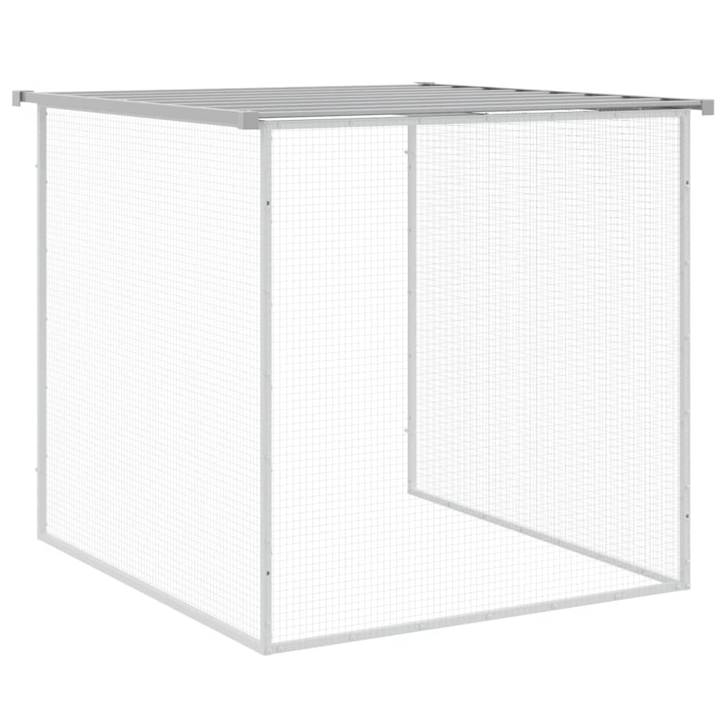 Klec pro kuřata se střechou světle šedá 403 x 98 x 90 cm ocel