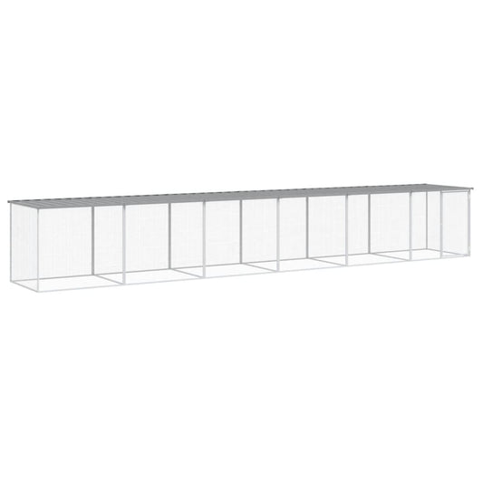 Klec pro kuřata se střechou světle šedá 603 x 98 x 90 cm ocel