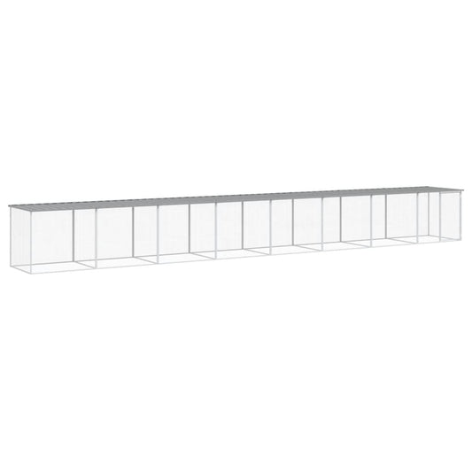 Klec pro kuřata se střechou světle šedá 803 x 98 x 90 cm ocel
