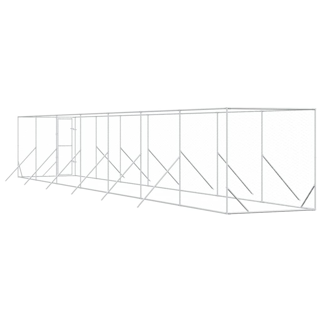 Venkovní psí kotec stříbrný 2 x 14 x 2 m pozinkovaná ocel