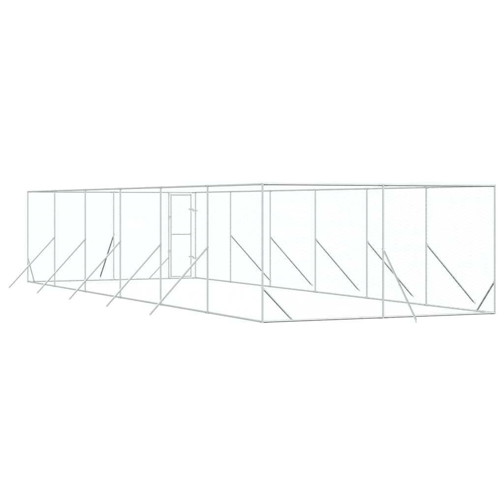 Venkovní psí kotec stříbrný 4 x 12 x 2 m pozinkovaná ocel