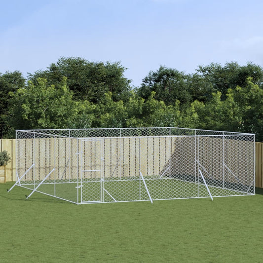 Venkovní psí kotec stříbrný 6 x 6 x 2 m pozinkovaná ocel
