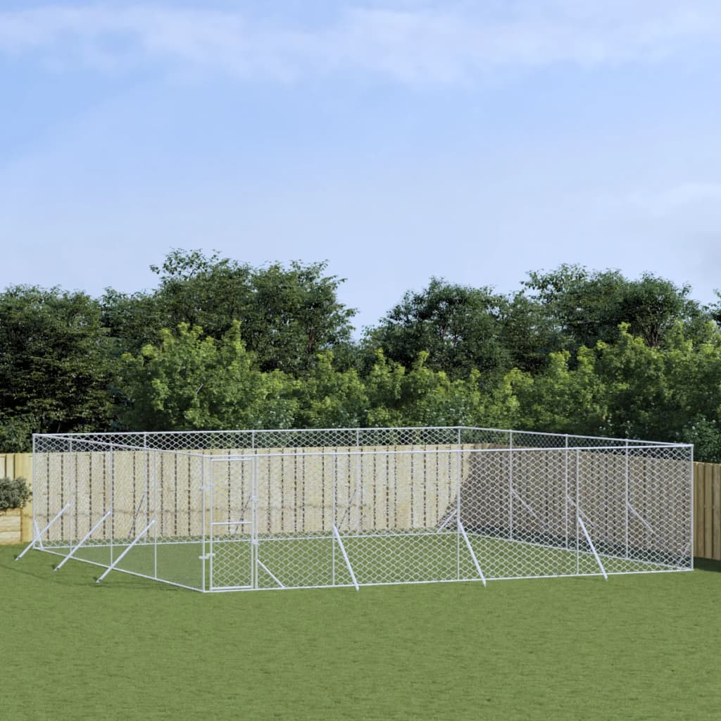 Venkovní psí kotec stříbrný 8 x 8 x 2 m pozinkovaná ocel