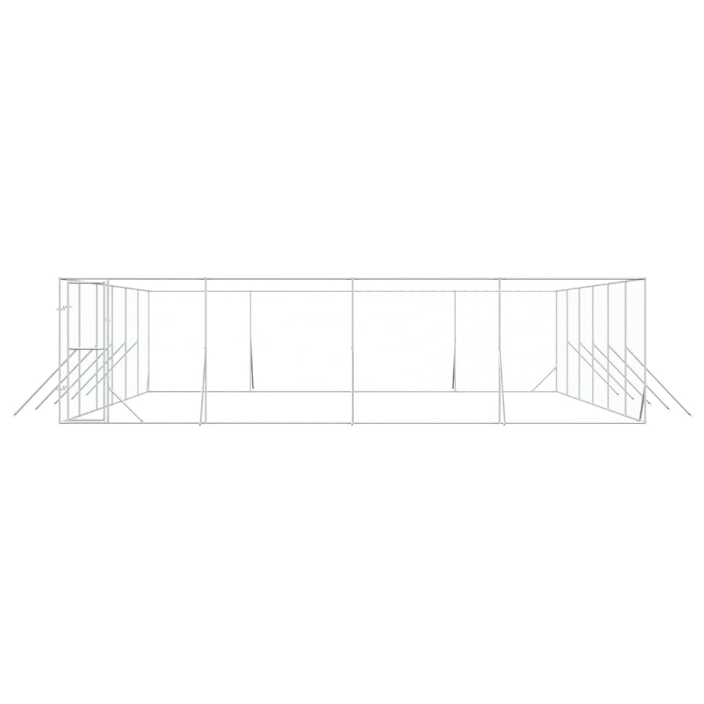 Venkovní psí kotec stříbrný 8 x 12 x 2 m pozinkovaná ocel