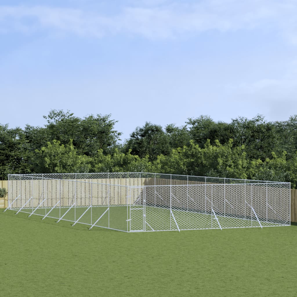 Venkovní psí kotec stříbrný 8 x 16 x 2 m pozinkovaná ocel