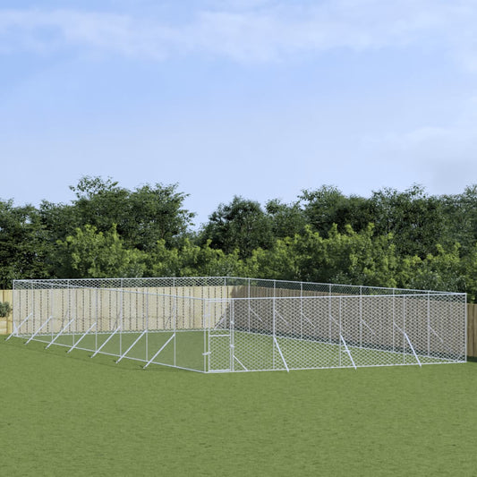 Venkovní psí kotec stříbrný 8 x 16 x 2 m pozinkovaná ocel