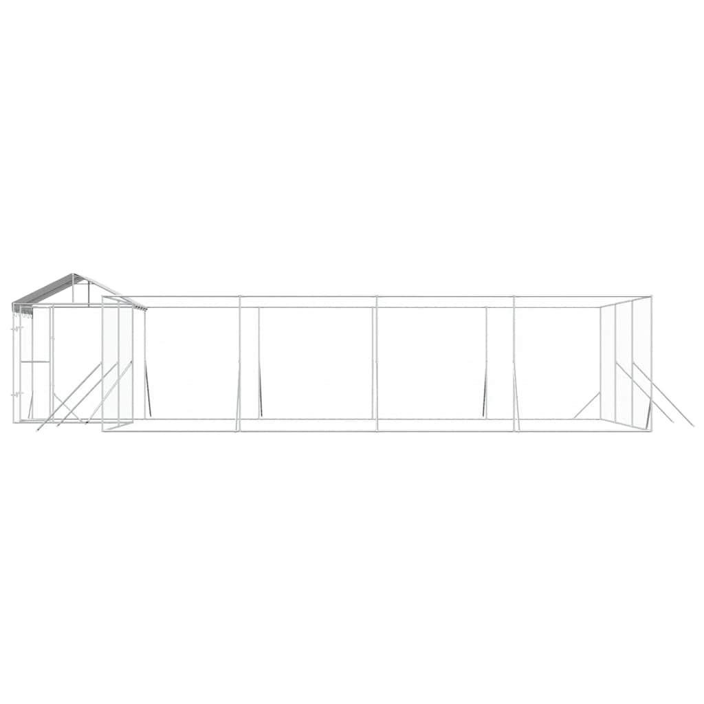 Venkovní psí kotec se střechou stříbrný 10 x 6 x 2,5 m ocel