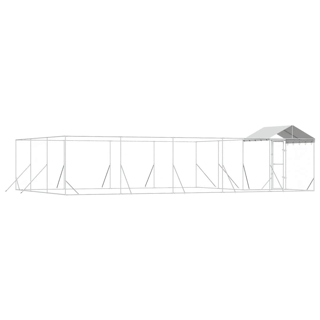 Venkovní psí kotec se střechou stříbrný 10 x 6 x 2,5 m ocel