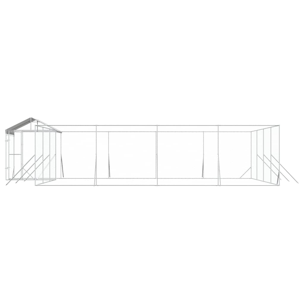 Venkovní psí kotec se střechou stříbrný 10 x 8 x 2,5 m ocel