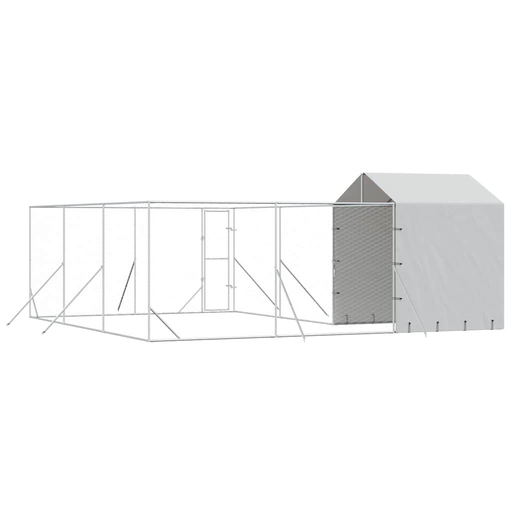 Venkovní psí kotec se střechou stříbrný 6 x 6 x 2,5 m ocel