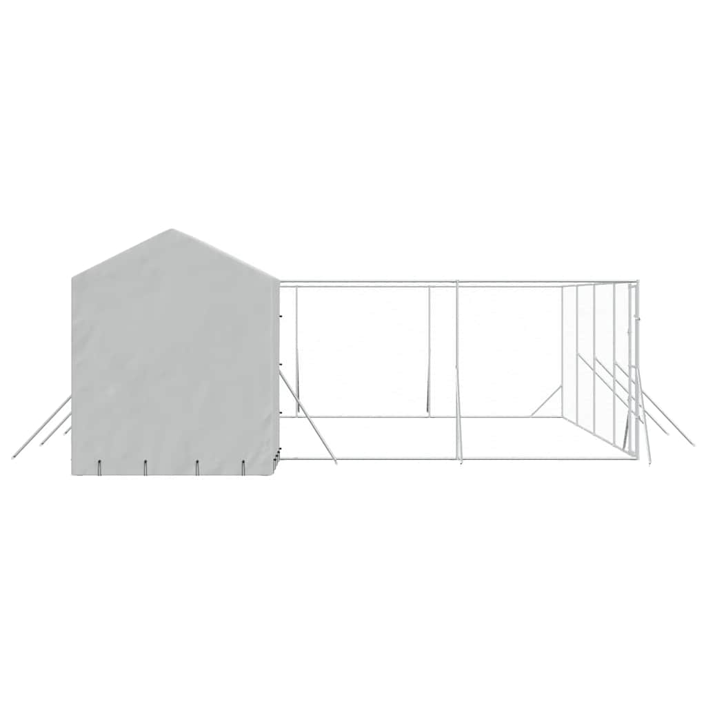 Venkovní psí kotec se střechou stříbrný 10 x 6 x 2,5 m ocel
