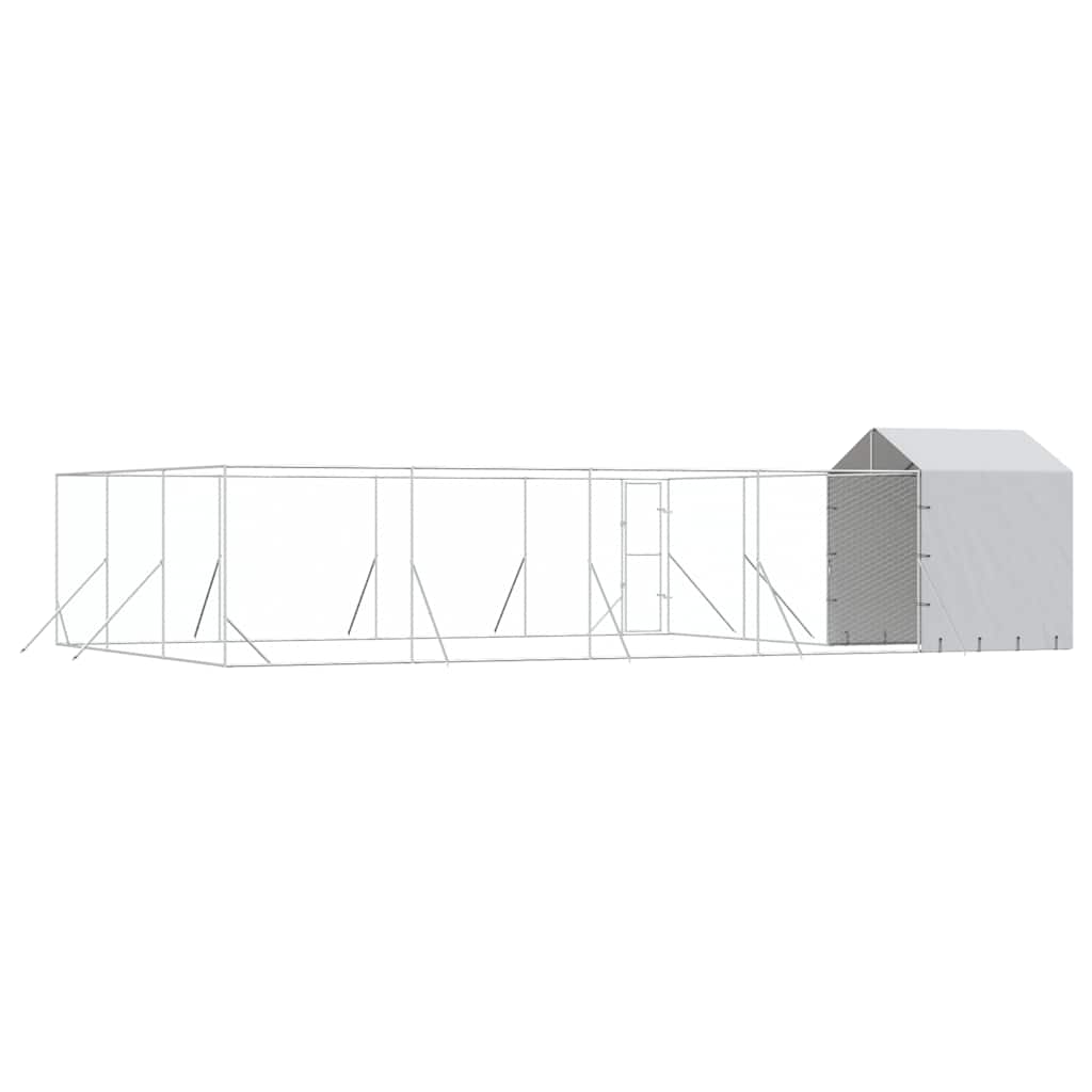 Venkovní psí kotec se střechou stříbrný 10 x 6 x 2,5 m ocel