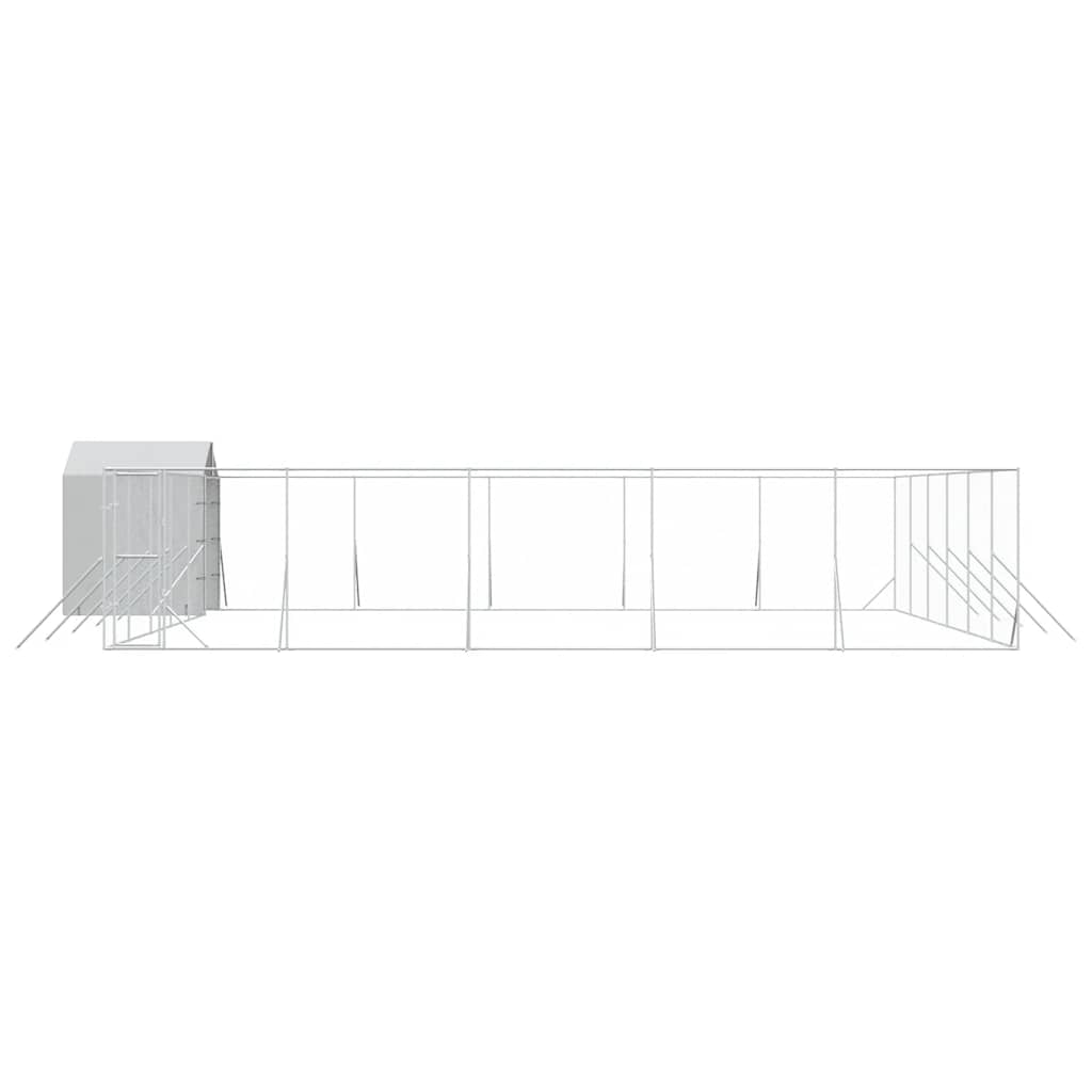 Venkovní psí kotec se střechou stříbrný 12 x 12 x 2,5 m ocel