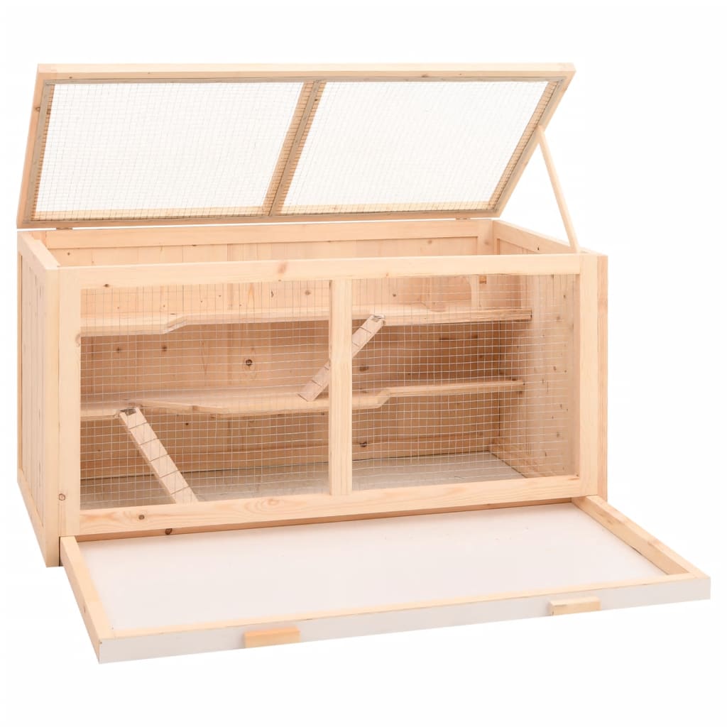 Klec pro křečky 89,5 x 45 x 45 cm masivní jedlové dřevo
