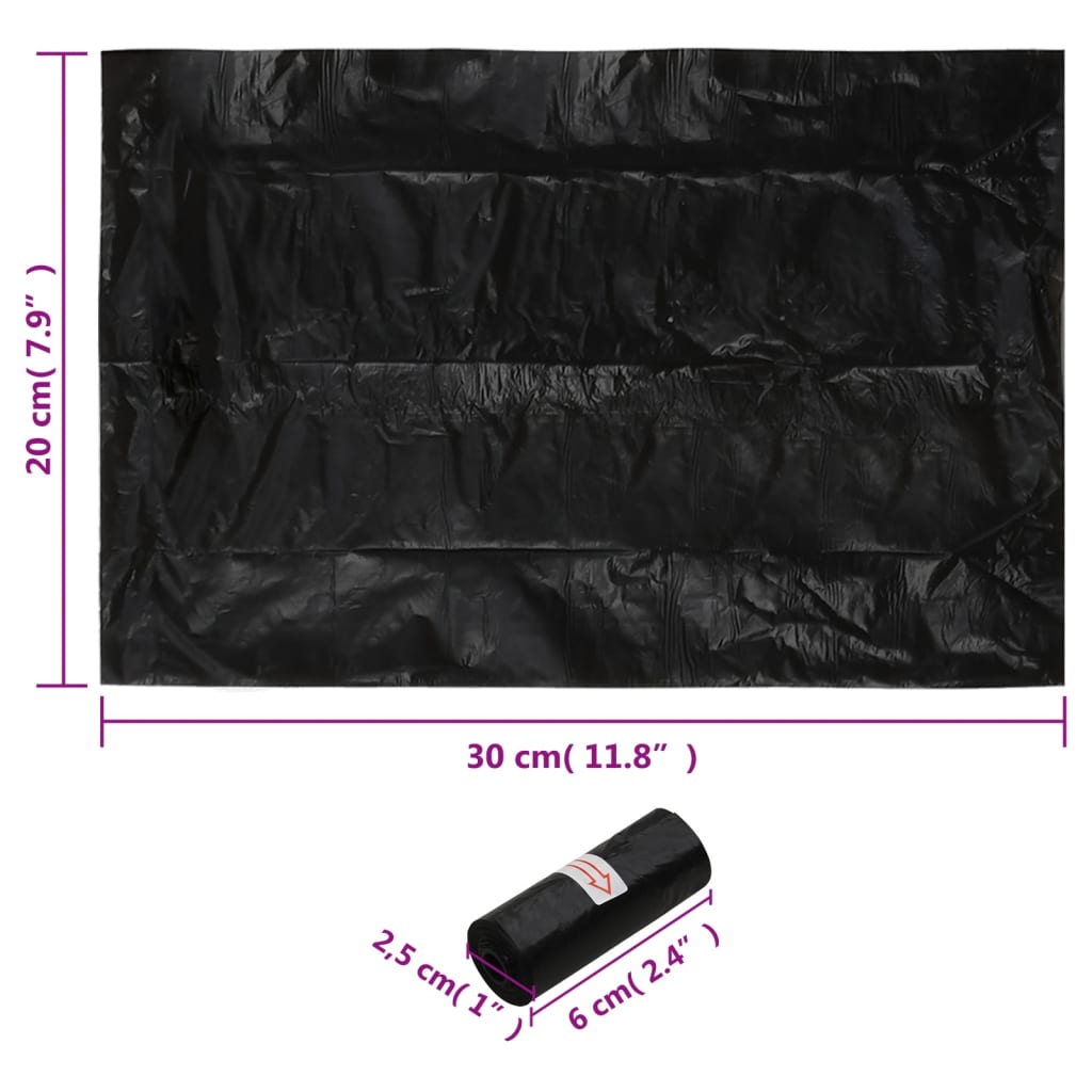 Sáčky na psí exkrementy 750 ks černé 30 x 20 cm PE