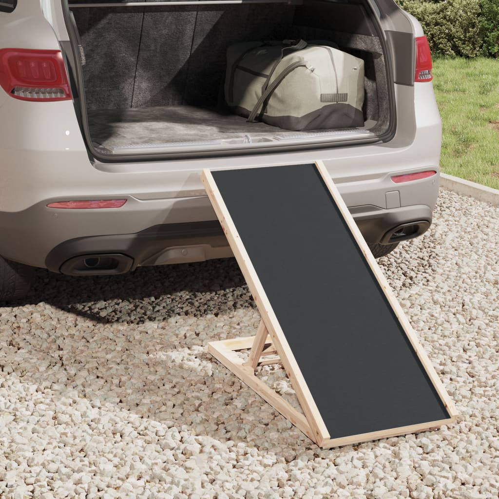 Rampa pro psy šedá 100 x 40 cm masivní jedlové dřevo
