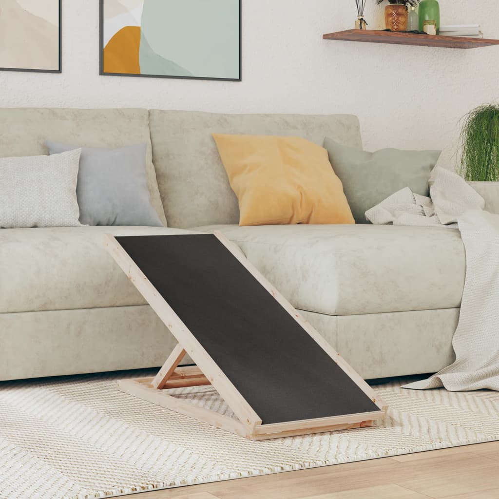 Rampa pro psy šedá 100 x 40 cm masivní jedlové dřevo
